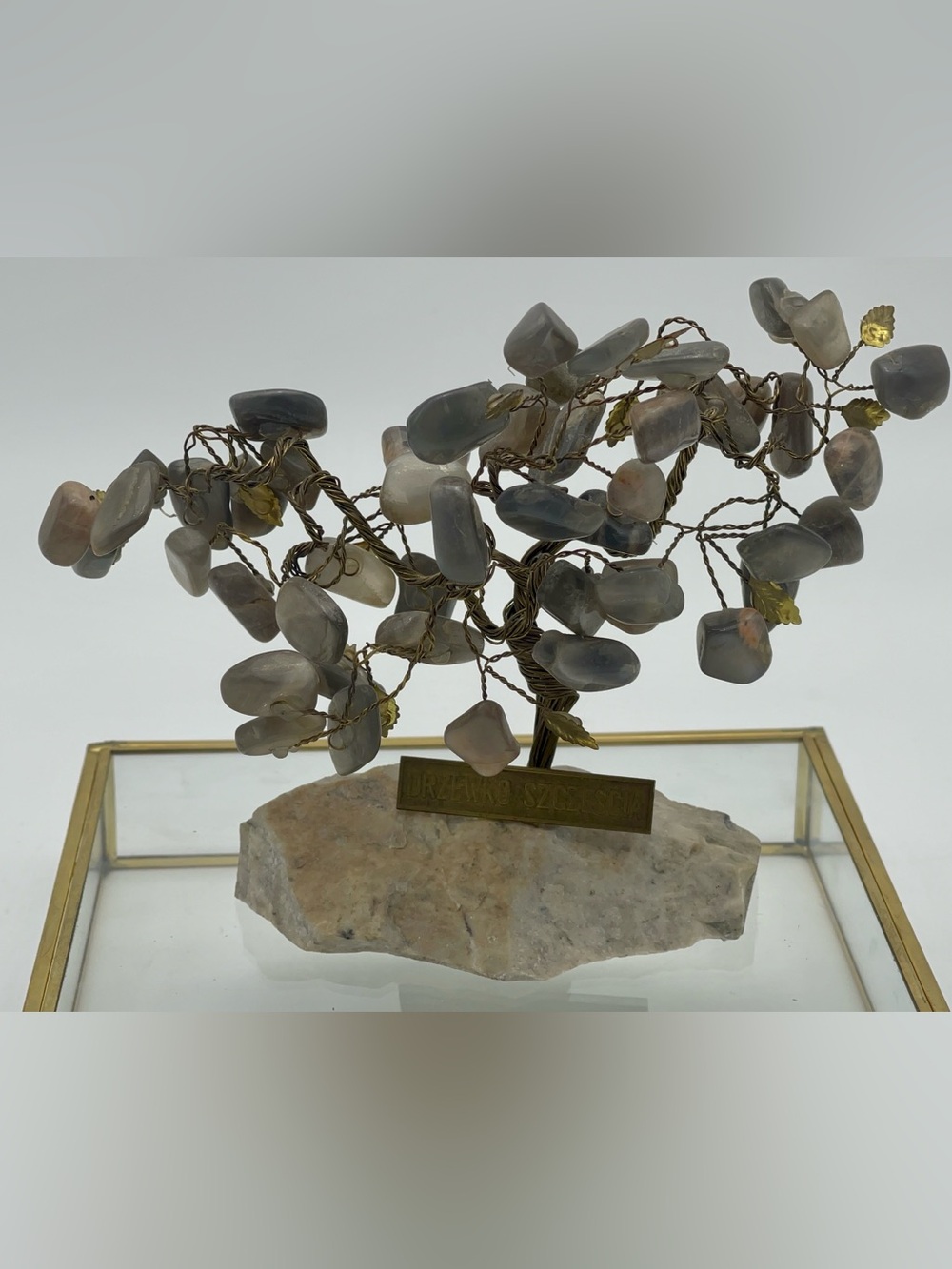 Decorative Gray Gemstone Tree Sculpture